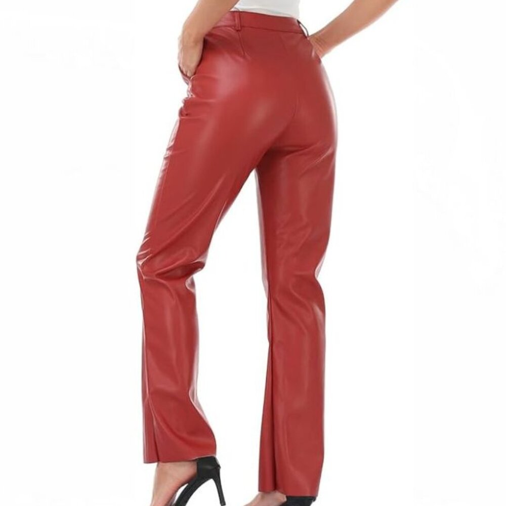 NWOT Red Faux Leather Pants Size Large 10-12 - Picture 3 of 10